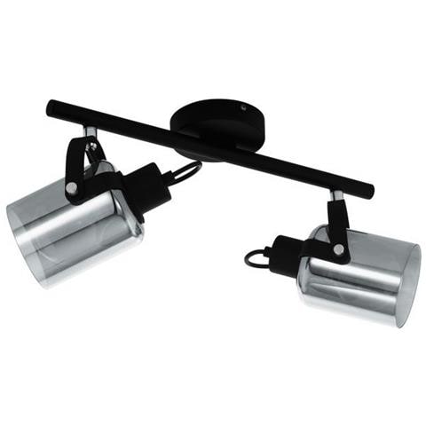 Faretto Orientabile Nero 2 Spot Cilindro Vetro Fumé Berregas Eglo - Foto 1