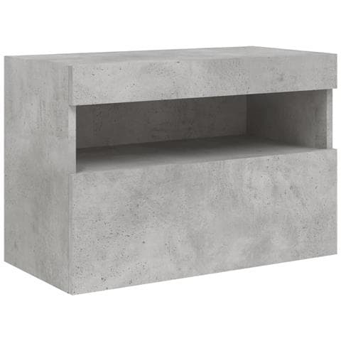 Mobile Tv A Parete Con Luci Led Grigio Cemento 60x30x40 Cm - Foto 3