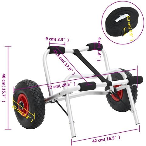 Carrello per Kayak Pieghevole 45 kg in Alluminio - Foto 2