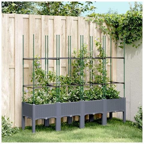 Fioriera Da Giardino Con Traliccio Grigia 160x40x142,5 Cm In Pp - Foto 1