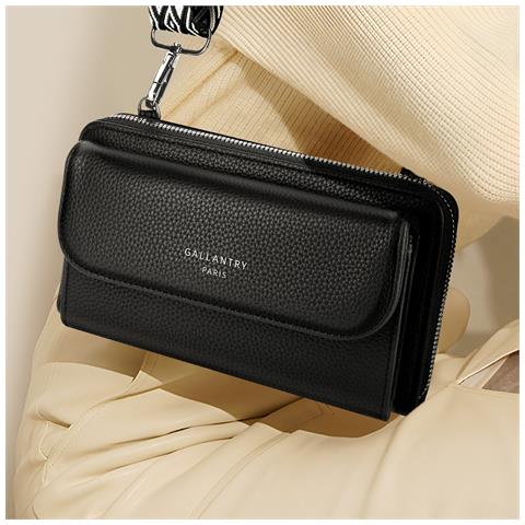 Borsa A Tracolla Multiscomparto Cute In Pelle, Nero - Foto 2