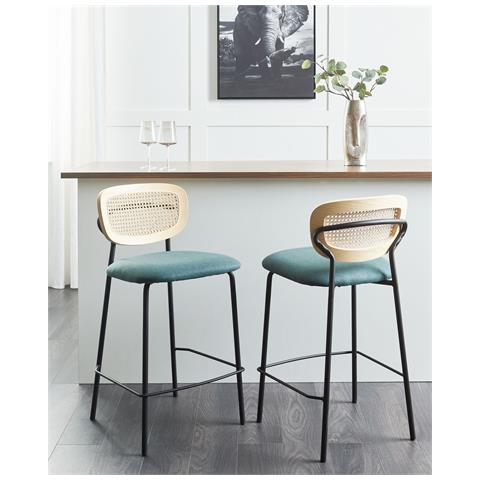 Set Di 2 Sedie Alte Mayetta Rattan Foglia Di Tè - Foto 1