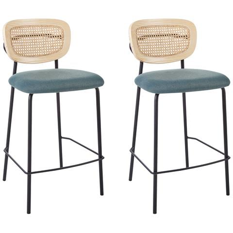 Set Di 2 Sedie Alte Mayetta Rattan Foglia Di Tè - Foto 2