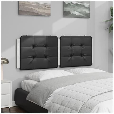 Cuscino Testiera Nero E Bianco 120 Cm In Similpelle - Foto 3