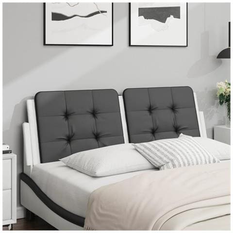 Cuscino Testiera Nero E Bianco 120 Cm In Similpelle - Foto 1