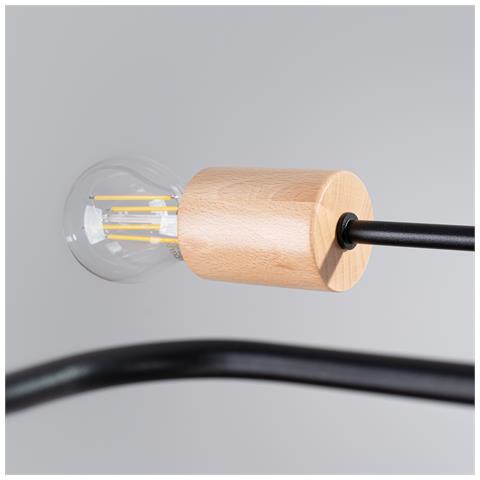 Lampadario Timbo 6 Nero Sl. 1670 - Soppalco Lampadario Nero /legno Naturale 16.5x85x58 Cm - Foto 8