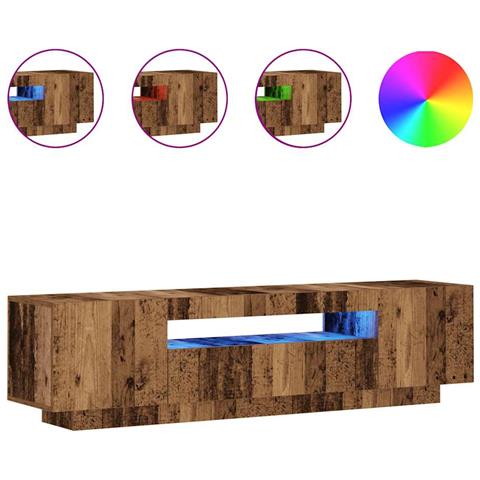 Mobile Porta TV con LED Legno Antico 160x35x40 cm Truciolato - Foto 1