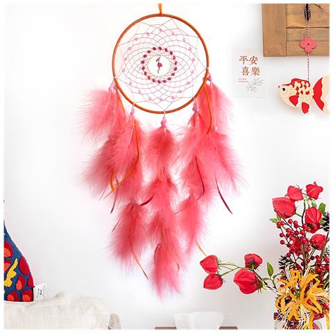 Decorazione Da Parete Con Piume Boho, Decorazione Da Parete Appesa Per Camera Da Letto Red - Foto 5