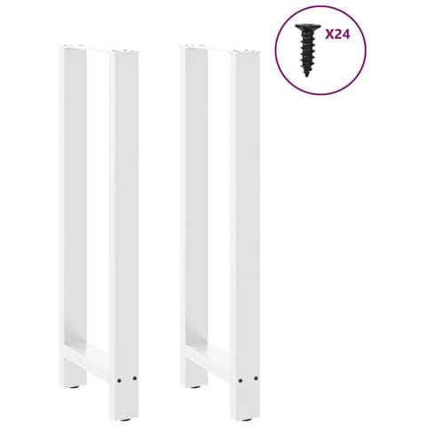 Gambe Per Tavolino Bianco 2 Pz 50x(110-111) Cm Acciaio - Foto 3