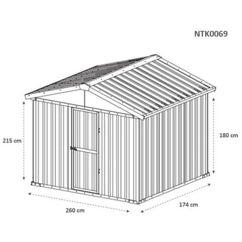 Deposito Attrezzi Giardino In Lamiera Di Acciaio Zincata 275x175cm X H 212cm - 87 Kg - 4,81mq Verde - Foto 2