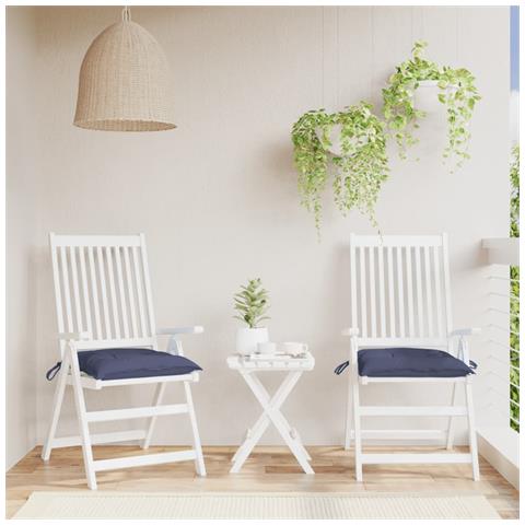 Cuscini Per Sedia 2 Pz Blu Marino 50x50x7 Cm In Tessuto Oxford - Foto 8