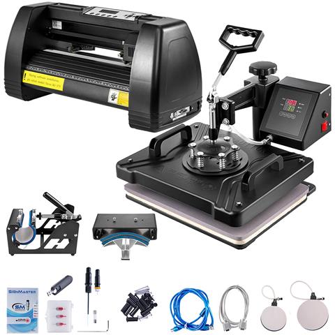 Pressa Di Calore, 220v Ca Macchina Da Taglio Per Vinile Da 14 Pollici Con Software Signmaster, 38x30cm Pressa A Caldo 5 In 1 Con Controller Led Digitale, Plotter Da Taglio Professionale - Foto 1