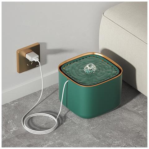 Fontana D'acqua Per Animali Domestici Lussuosa Con Finiture Dorate - Modello Aggiornato Green - Foto 1