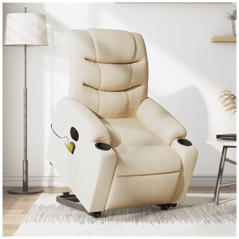 Poltrona Alzapersona Massaggiante Elettrica Crema in Tessuto - Foto 2