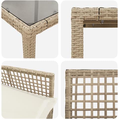 Set da Pranzo da Giardino 9 Pezzi con Cuscini Beige in Polyrattan - Foto 9