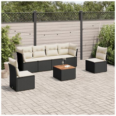 Set Divani da Giardino con Cuscini 7pz Nero Polyrattan - Foto 2