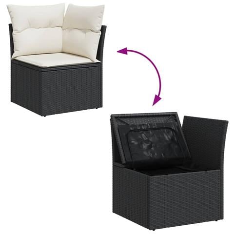Set Divani da Giardino con Cuscini 7pz Nero Polyrattan - Foto 9