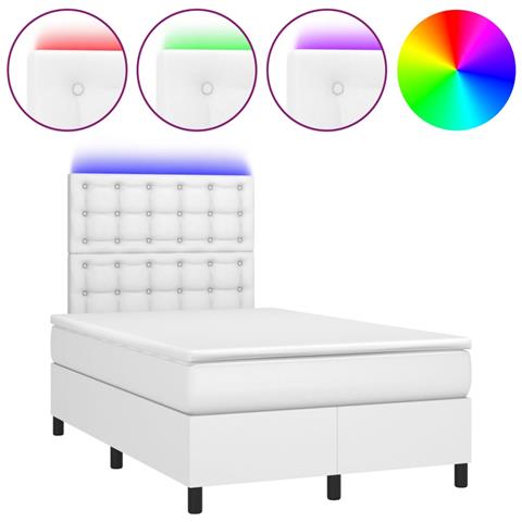 Giroletto Molle con Materasso e LED Bianco 120x200cm Similpelle - Foto 1