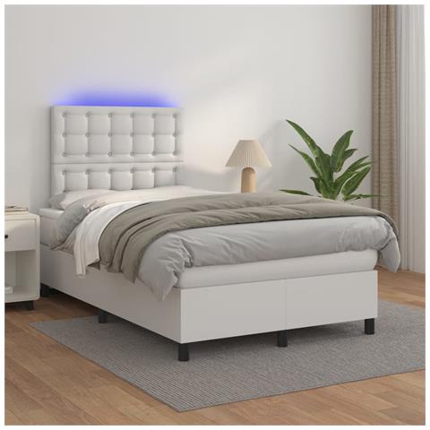 Giroletto Molle con Materasso e LED Bianco 120x200cm Similpelle - Foto 2