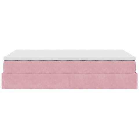 Struttura Letto Pouf con Materasso Rosa 120x200 cm Velluto - Foto 9