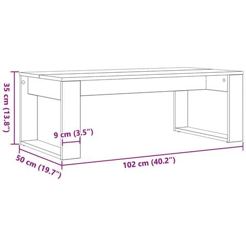Tavolino da caffè in rovere nero 102x50x35 cm in legno ingegnerizzato - Foto 9