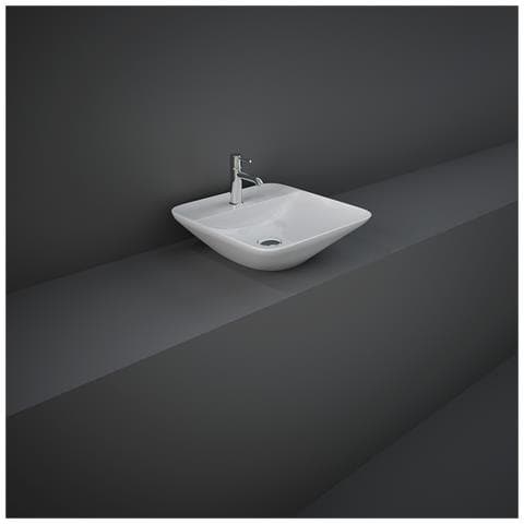 Lavabo Appoggio Quadrato Foro Rubinetto Bianco - Foto 1