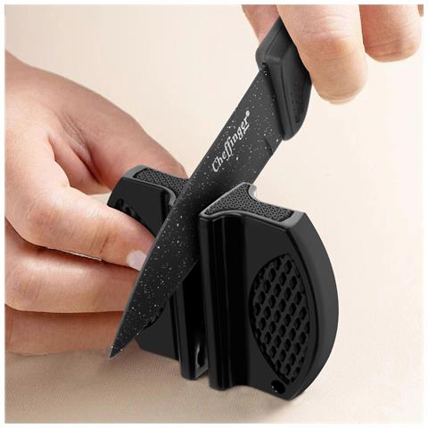 Set Di 4 Coltelli Da Chef Da Cucina Rivestimento In Marmo Con Affilatore, Nero - Foto 5