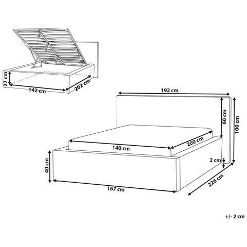 Letto Contenitore Velluto A Coste Lillebonne 140 X 200 Cm Beige Chiaro - Foto 8