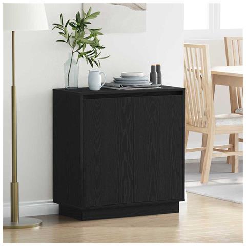 Credenza Rovere Nero 71 x 34.5 x 75 cm Legno multistrato - Foto 2