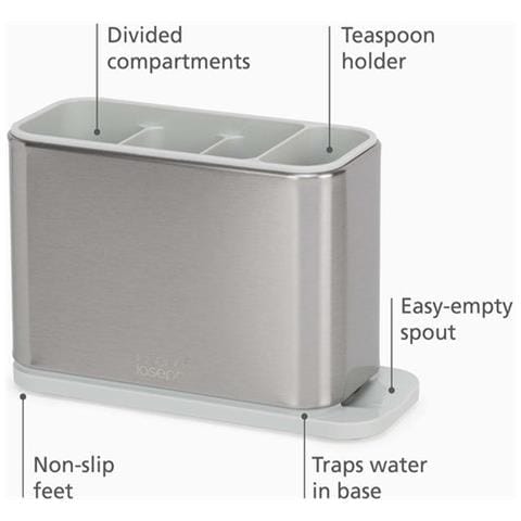 Scolaposate Surface Acciaio Inox Uso Principale Cucina Scomparti Divisi Sifone E Base Antiscivolo Colore Grigio - Foto 5