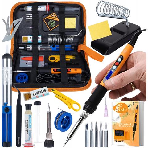 Set Di Saldatura Solderkit Pro 8 In 1 - Stazione Saldante 60w Lcd, Flussante Rma, Pompa Dissaldante, Pinzetta Esd, Rosin, Stripper, Organizer | Per Elettronica E Riparazioni - Foto 1