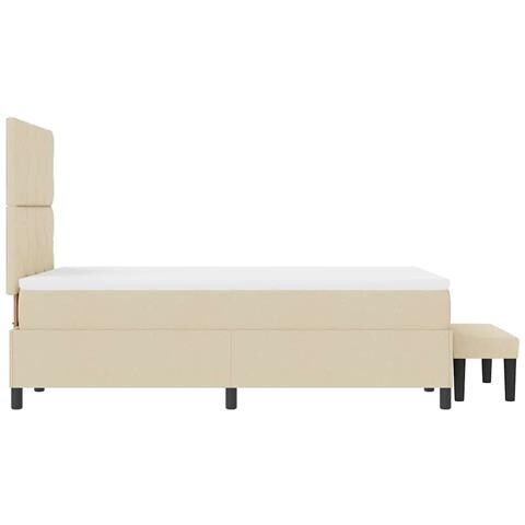 Letto a molle con materasso Crema 120 x 190 cm Tessuto - Foto 9