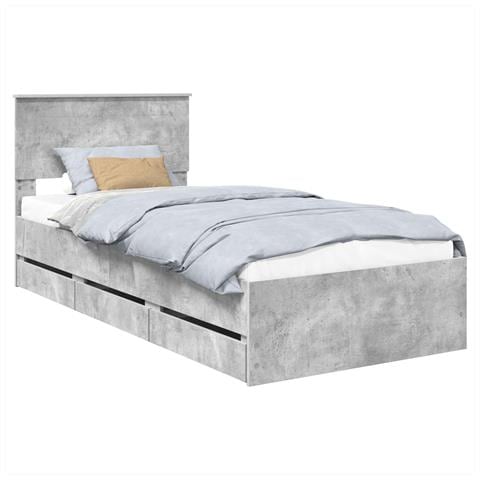 Struttura del letto con cassetto Grigio cemento 75 x 190 cm - Foto 1