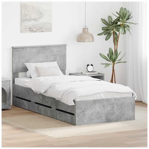 Struttura del letto con cassetto Grigio cemento 75 x 190 cm - Foto 2