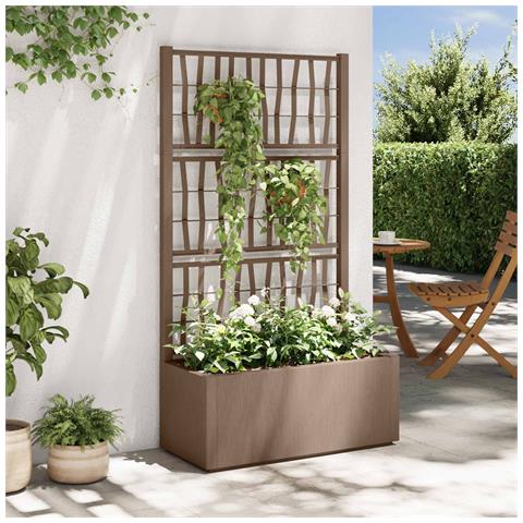 Vaso da Giardino con Trellis Marrone 80 x 36 x 140 cm PP - Foto 2