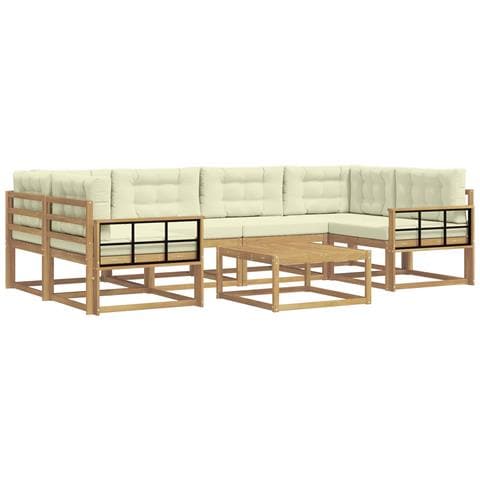 Set di divani da esterno con cuscino 5 pcs Bianco e Crema - Foto 1