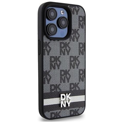 Dkny Custodia In Pelle Con Motivo A Quadri E Strisce Stampate Per Iphone 15 Pro Max - Colore Nero - Foto 1
