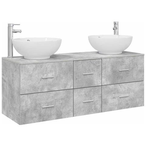 Set di mobili per il bagno 3 pz Grigio Cemento - Foto 1