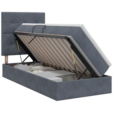 Letto con contenitore e materasso Grigio Scuro 90 x 190 cm - Foto 1
