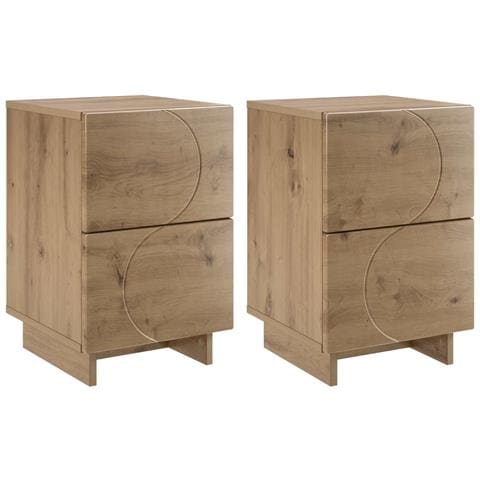 Armadio da Notte 2 pz Rovere Artigianale 33,5 x 34,5 x 50 cm - Foto 1