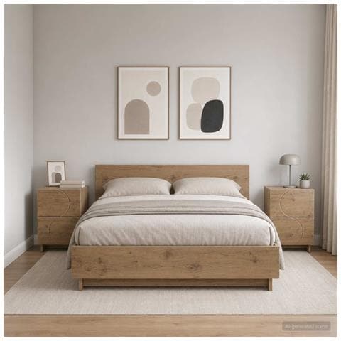 Armadio da Notte 2 pz Rovere Artigianale 33,5 x 34,5 x 50 cm - Foto 2