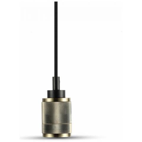 Lampadario Portalampada A Sospensione E27 Metallo Colore Bronzo Rigato Con Un Anello Inciso Vt-7999 3814 - Foto 1