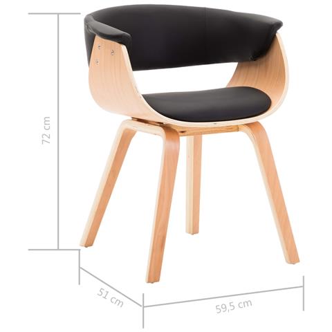 Sedia Da Pranzo Nera In Legno Piegato E Similpelle - Foto 2