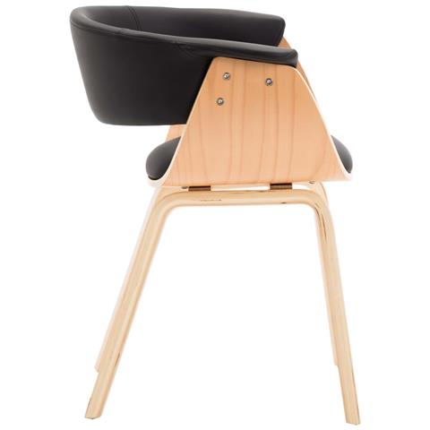 Sedia Da Pranzo Nera In Legno Piegato E Similpelle - Foto 6