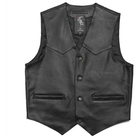 Gilet Custom Moto Chopper Foderato Pelle Classico Bottoni Tasche Nero S - Foto 1