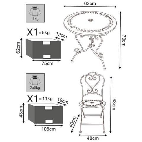 Set Tavolo Con 2 Sedie In Ferro - Foto 2