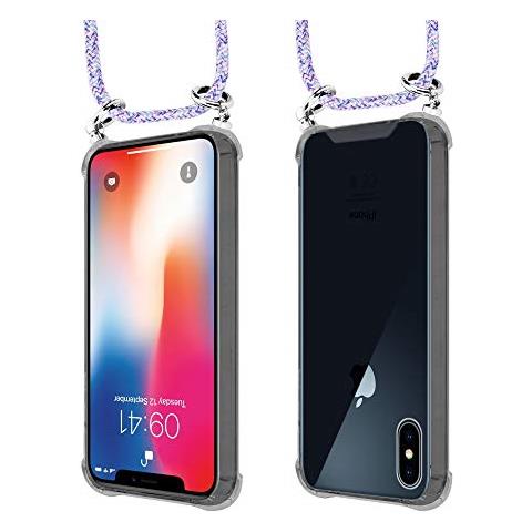 Catena Di Telefoni Cellulari Compatibile Con Apple Iphone X / Xs In Unicorn - Coperchio Protettivo In Silicone Con Anelli D'argento, Cinturino In Corda E Custodia Staccabile - Foto 3