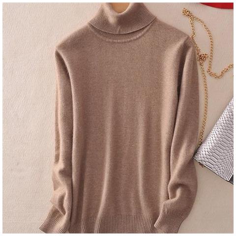 SLOWMOOSE - Maglione Invernale In Cashmere Con Collo Alto Lavorato A Maglia  Da Donna A Collo Alto [ cammello / I] - ePRICE