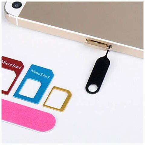 3 Set Sim Adattatore 5 In 1 Nano Micro Ndard Sim Converter Kit Con Cartelle Sim Ed Ago - Foto 2