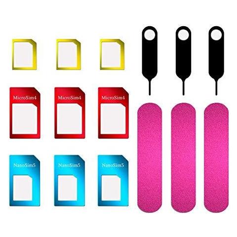 3 Set Sim Adattatore 5 In 1 Nano Micro Ndard Sim Converter Kit Con Cartelle Sim Ed Ago - Foto 1
